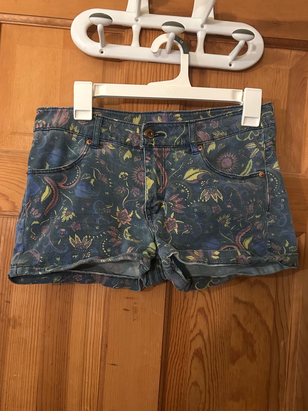 Divided Blue Denim Floral Paisley Print Shorts